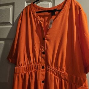 Orange Button-Down Dress